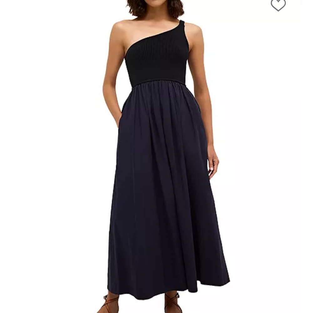 Marie Oliver navy  Asymmetrical One-Shoulder Dress